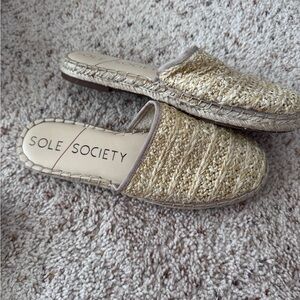 Sole Society Women's Woven Tan Mules